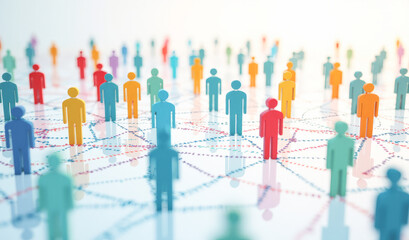 the figures of people are connected by lines , an imitation of relationships in a human community