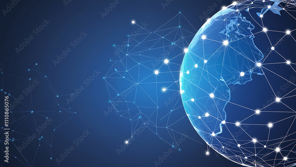 Aufkleber networked globe symbolizing global connectivity and technology background, digital globe with networ