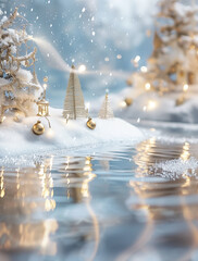 christmas tree and snow