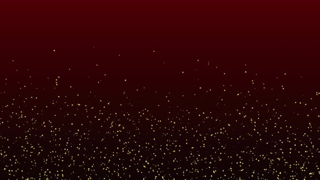 Gold particles in seamless loop float and shimmer against gradient dark brown background. Motion graphics animated background 4k. Elegant festive looped animation.