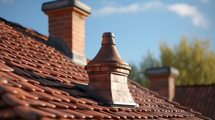 Naklejka premium A photo of a chimney and roof flashing.