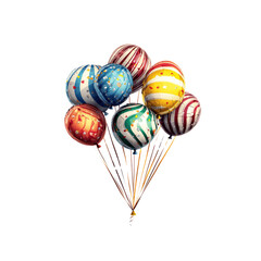 Obraz premium Festive Bunch of Colorful Balloons Floating Against White Background