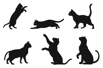 set of black cat silhouettes