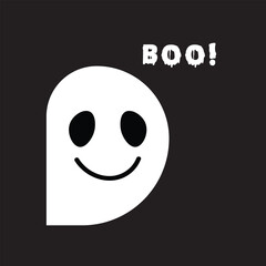 Ghost banner. Cute Halloween ghost with speech bubble. Boo.