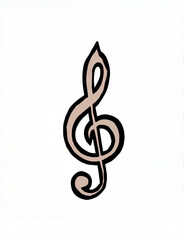 Minimalist treble clef in beige and black on white background
