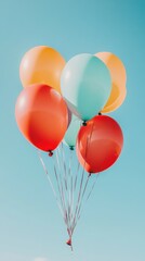 Colorful balloons in a clear sky celebrating joy and freedom from an elevated view