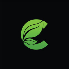 C Leaf Logo Design Vector illustration template