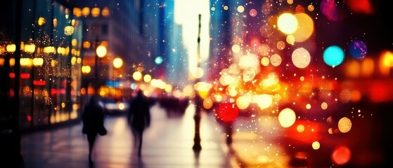 Fototapeta premium Sparkling cityscape blurred urban lights in creative night photography