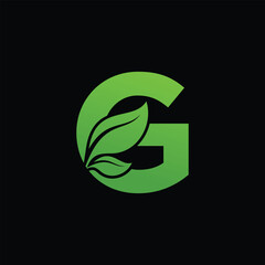 G Leaf Logo Design Vector illustration