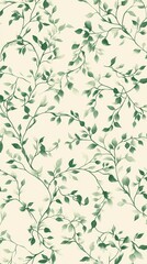 Obraz premium Light green botanical pattern with tiny leaves and vines for home decor inspiration