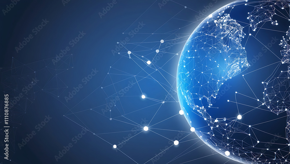 Aufkleber networked globe symbolizing global connectivity and technology background, digital globe with networ