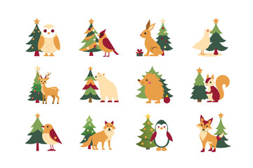 set of christmas cute icons