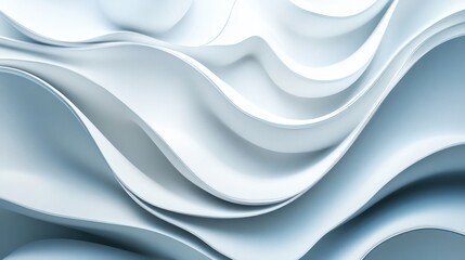 Obraz premium Abstract flowing white fabric waves in a smooth layered design