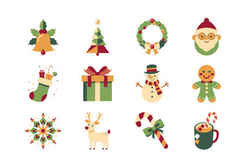 set of christmas cute icons