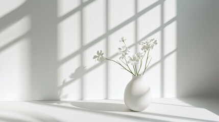 Creating serenity pure white minimalism with delicate shadows in interiors