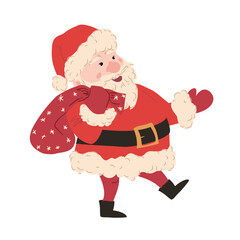 Santa Claus holding a bag, ideal for holiday cards, gift bags, seasonal decorations, posters, and winter greeting designs, spreading festive cheer and holiday spirit