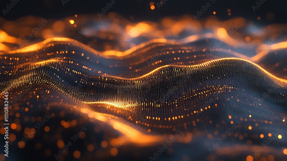 Poster ai models in action glowing data visualization in stunning waves