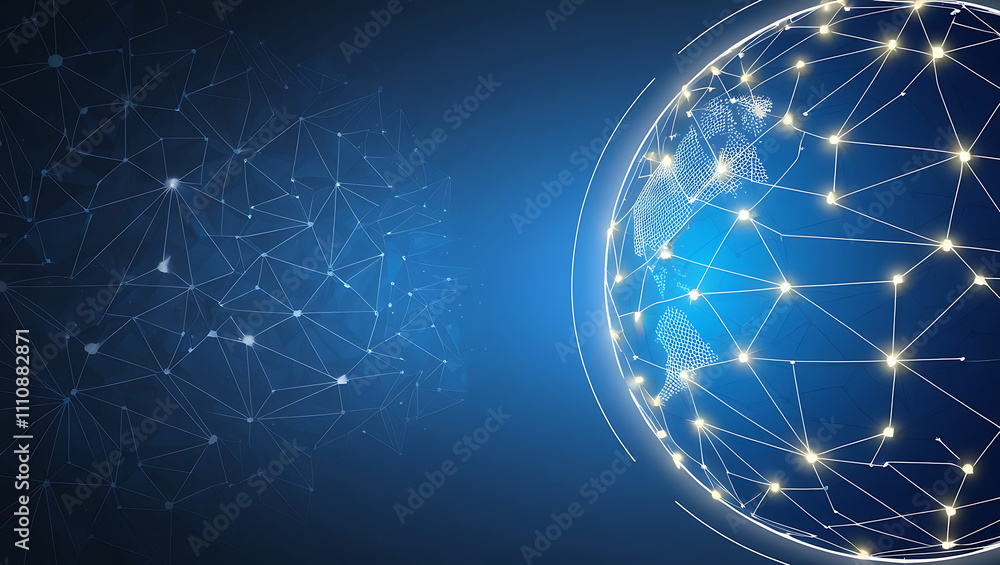 Aufkleber networked globe symbolizing global connectivity and technology background, digital globe with networ