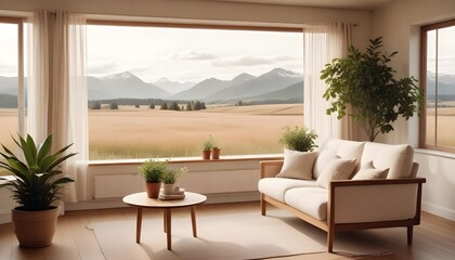 Scandinavian living room interior design zoom background