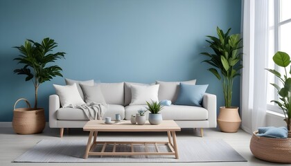 Scandinavian living room interior design zoom background