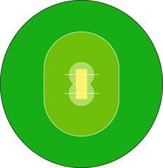 Cricket Field, Cricket Ground line style Diagram. Cricket outline Vector Drawing Illustration court, pitch  on white background. Top view - Size and Dimension