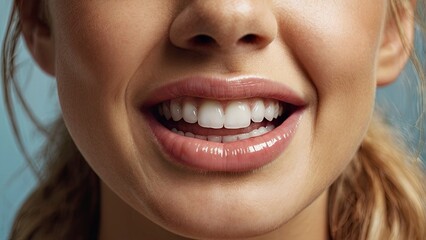 Naklejka premium a_closeup_image_capturing_a_happy_woman_licki