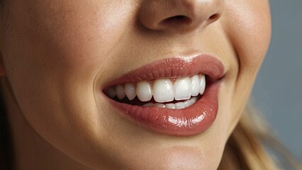 Naklejka premium a_closeup_image_capturing_a_happy_woman_licki