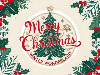Merry Christmas Winter Wonderland Festive Holiday Greeting