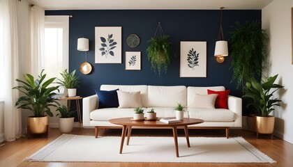 Scandinavian living room interior design zoom background