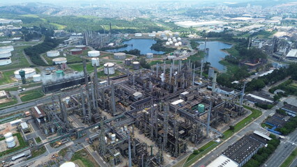 Industrial Aerial View of the Capuava Petrochemical Complex in Santo André, São Paulo – A Hub...