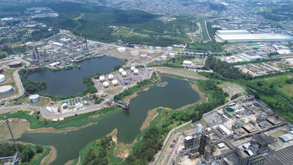 Industrial Aerial View of the Capuava Petrochemical Complex in Santo André, São Paulo – A Hub...