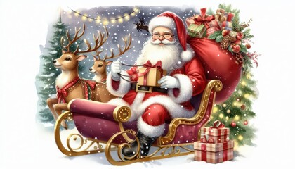 santa claus with christmas decoration content created with generative AI software.