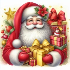 santa claus with christmas decoration content created with generative AI software.
