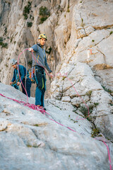 climber on the top of mountain, rope, alipinisem, paklenica, national park