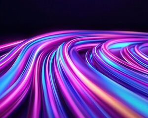 Network infrastructure, light waves in fiber optics, 3D illustration