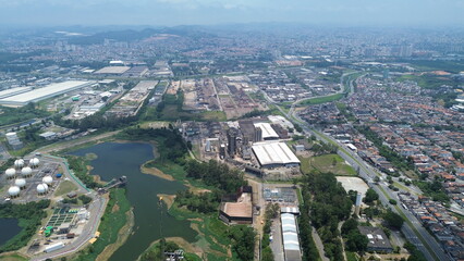 Industrial Aerial View of the Capuava Petrochemical Complex in Santo André, São Paulo – A Hub for Chemical and Plastic Production