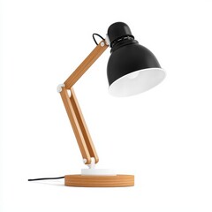 Stylish Modern Desk Lamp with Wooden Arm and Black Shade Perfect for Home Office or Study
