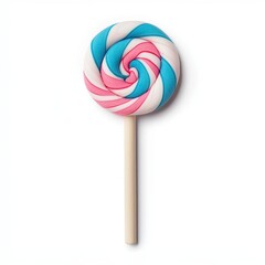 A Colorful and Whimsical Spiral Lollipop Captured on a White Background