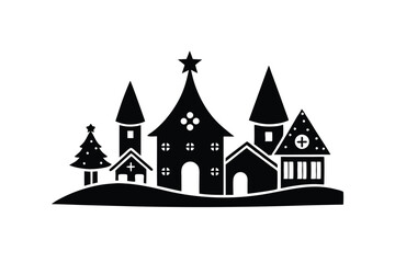 Fototapeta premium Merry Christmas silhouette element 