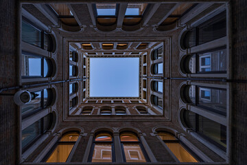 Detail of the facade of a building in Venice.