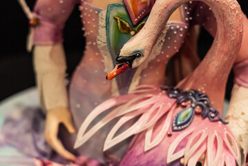 Artistic colorful handmade chocolate cakes. Cakes with a lot of artistic details. Characters on...