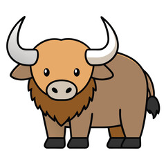 buffalo simple vector illustration. Buffalo cartoon clipart is an animal in a flat style.