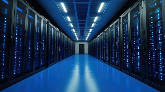 Powerful server infrastructure, enhancing data center technology, cloud computing and network connectivity for seamless digital solutions