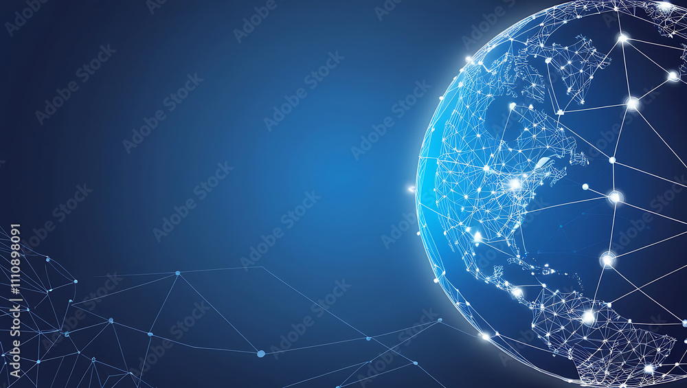 Aufkleber networked globe symbolizing global connectivity and technology background, digital globe with networ