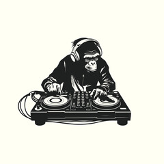 Mkey dj silhouette vector illustration