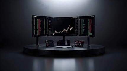 Modern Cryptocurrency Trading Setup Dark Theme Stock Market Data Screens