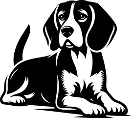 Beagle Dog Silhouette - Black Vector Cricut Design for T-Shirt Printing