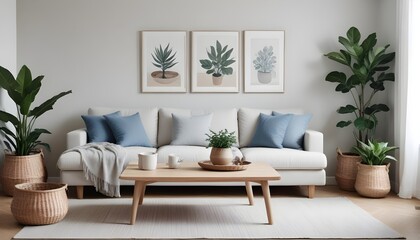 Scandinavian living room interior design zoom background
