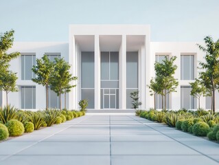 Fototapeta premium White university campus, modern and elegant design, 3D illustration