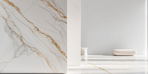 White Marble Texture with Golden Veins - Luxury Background.